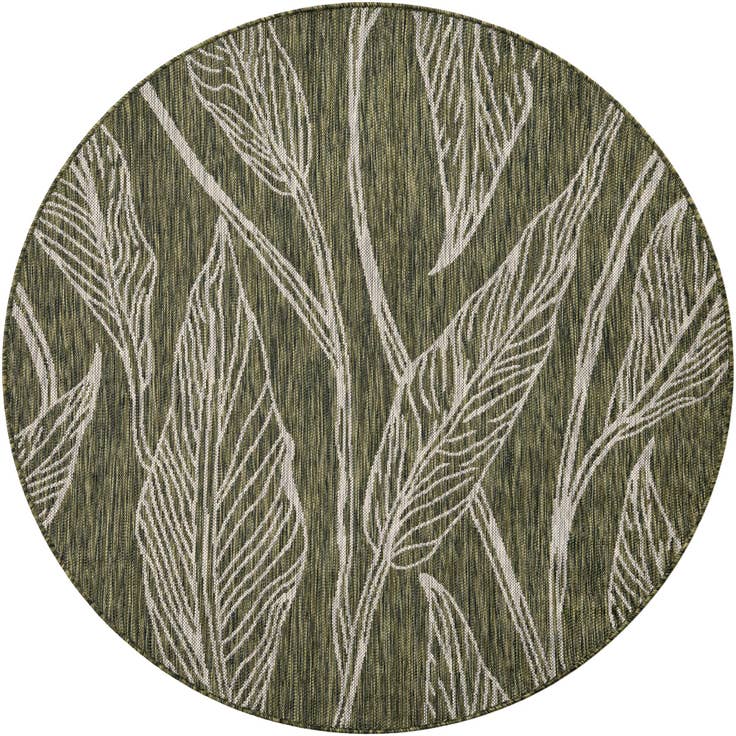 Detail image of 5' 3 x 5' 3 Easy-Clean Botanical Indoor / Outdoor Round Rug