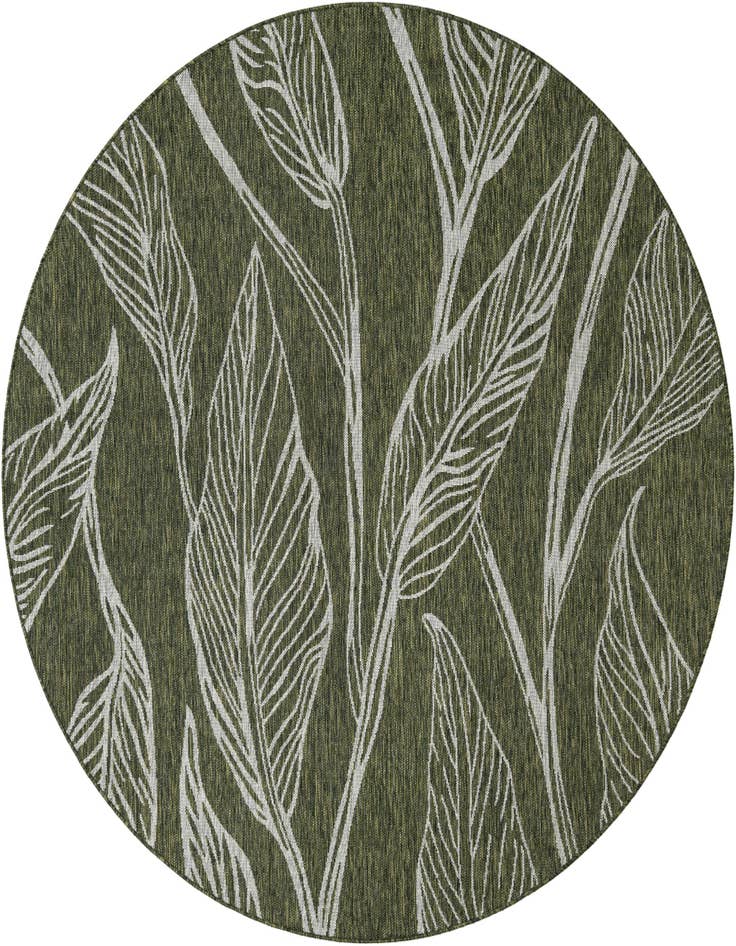Detail image of 7' 10 x 7' 10 Easy-Clean Botanical Indoor / Outdoor Round Rug