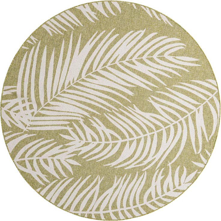 Detail image of 7' 10 x 7' 10 Easy-Clean Botanical Indoor / Outdoor Round Rug