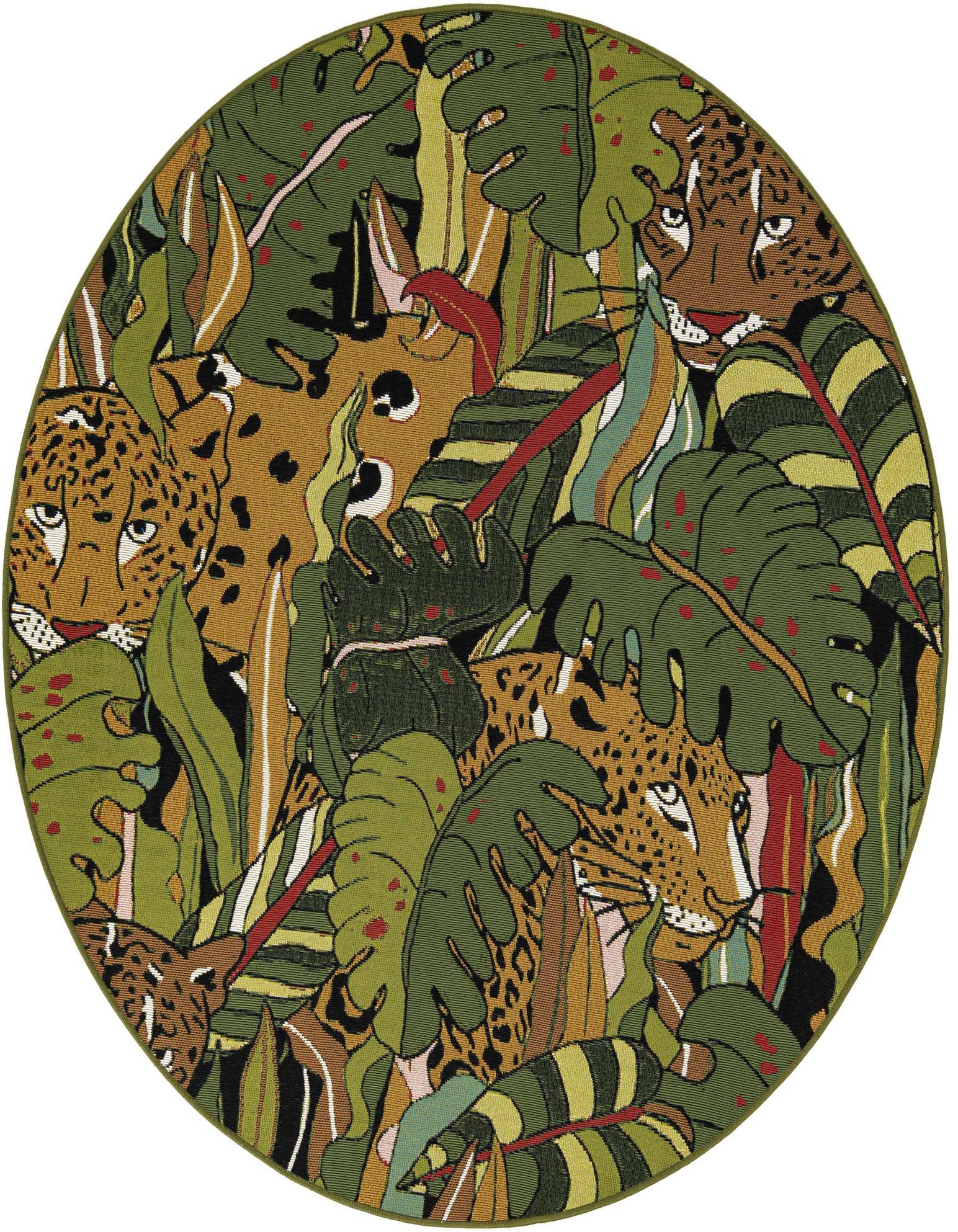 5' x 5' Easy-Clean Botanical Indoor / Outdoor Round Rug