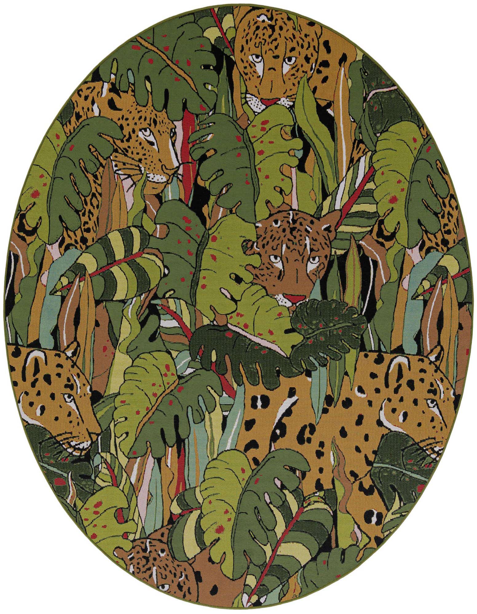 7' 10 x 7' 10 Easy-Clean Botanical Indoor / Outdoor Round Rug