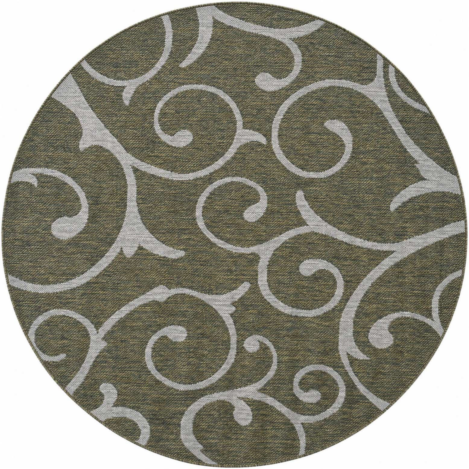 160cm x 160cm Easy-Clean Botanical Indoor / Outdoor Round Rug