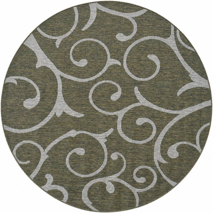 Detail image of 160cm x 160cm Easy-Clean Botanical Indoor / Outdoor Round Rug