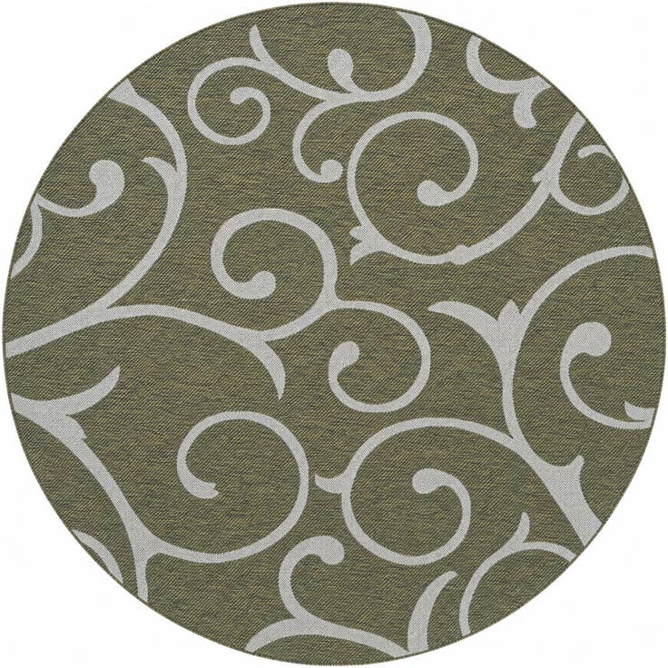 Detail image of 185cm x 185cm Easy-Clean Botanical Indoor / Outdoor Round Rug