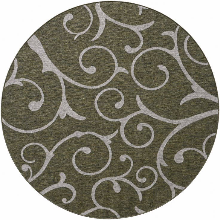 Detail image of 240cm x 240cm Easy-Clean Botanical Indoor / Outdoor Round Rug