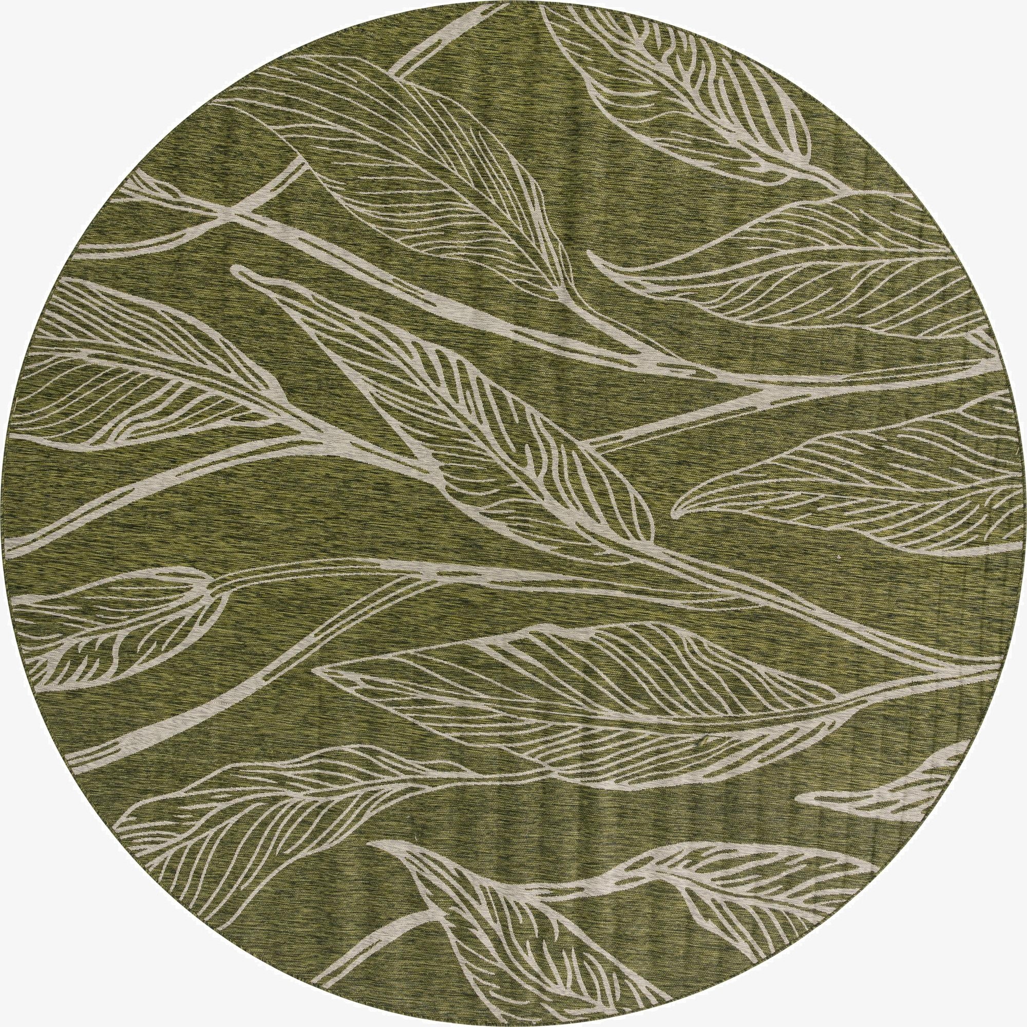 13' x 13'  Washable Botanical Indoor / Outdoor Round Rug