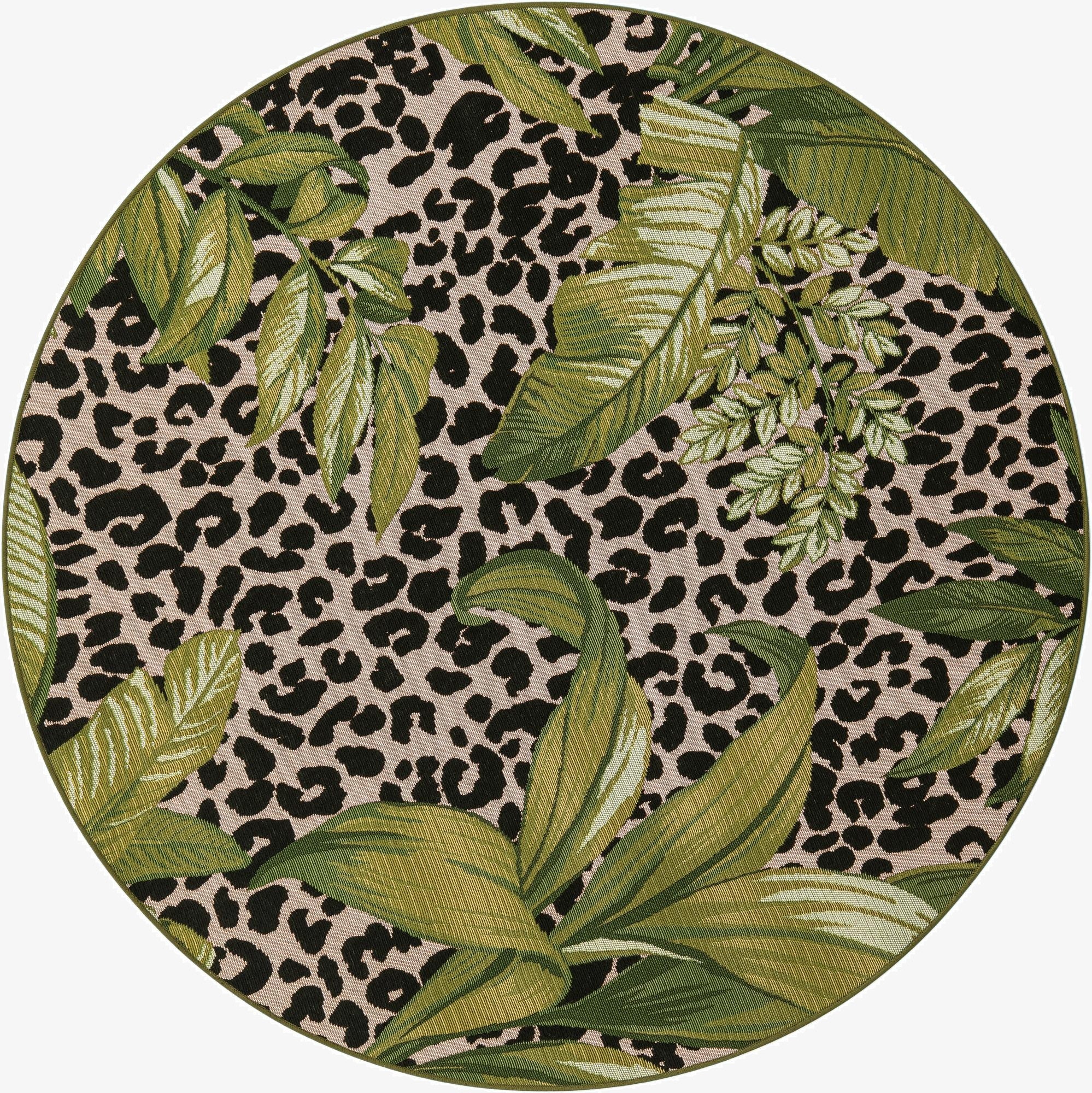 5' x 5'  Washable Botanical Indoor / Outdoor Round Rug