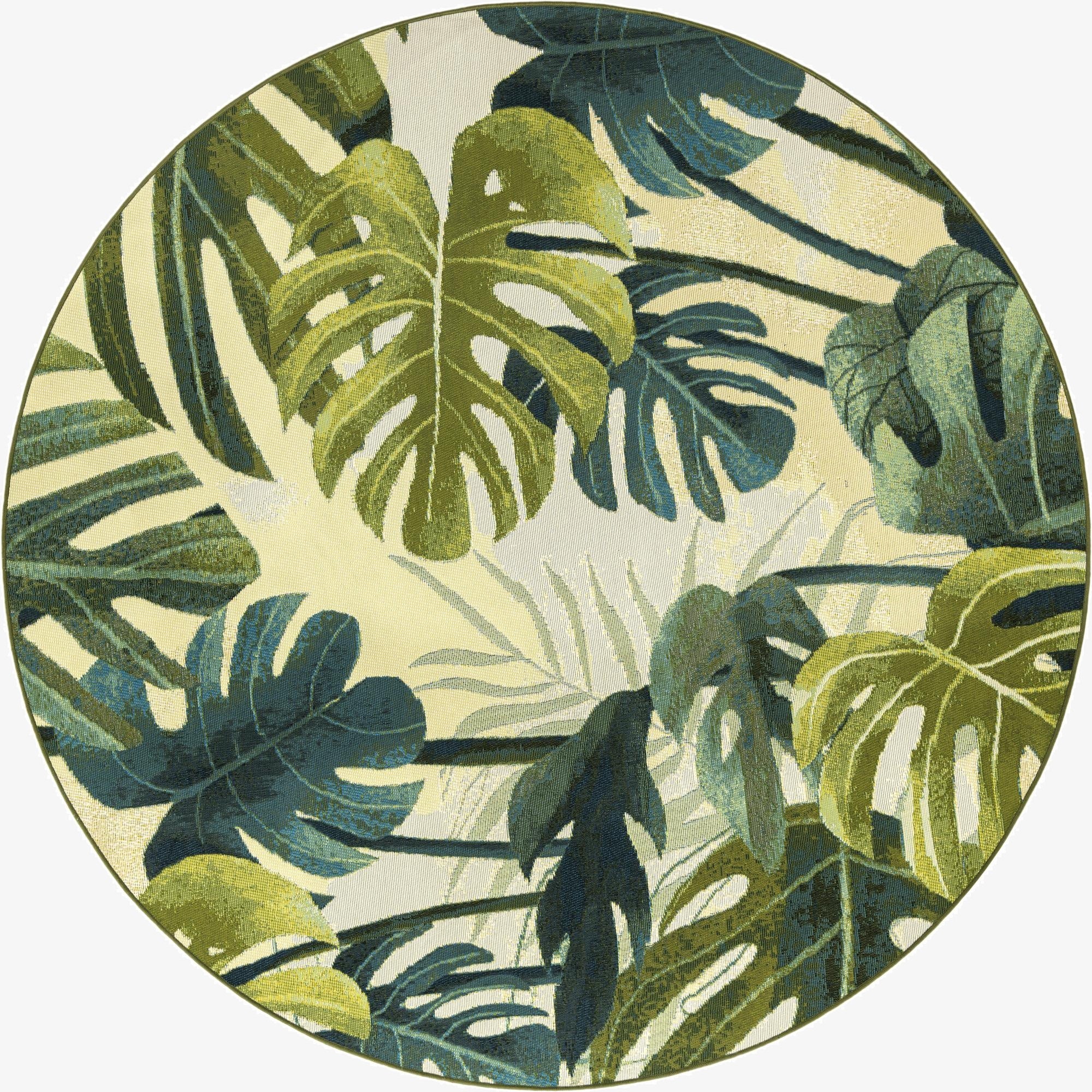 6' x 6'  Washable Botanical Indoor / Outdoor Round Rug