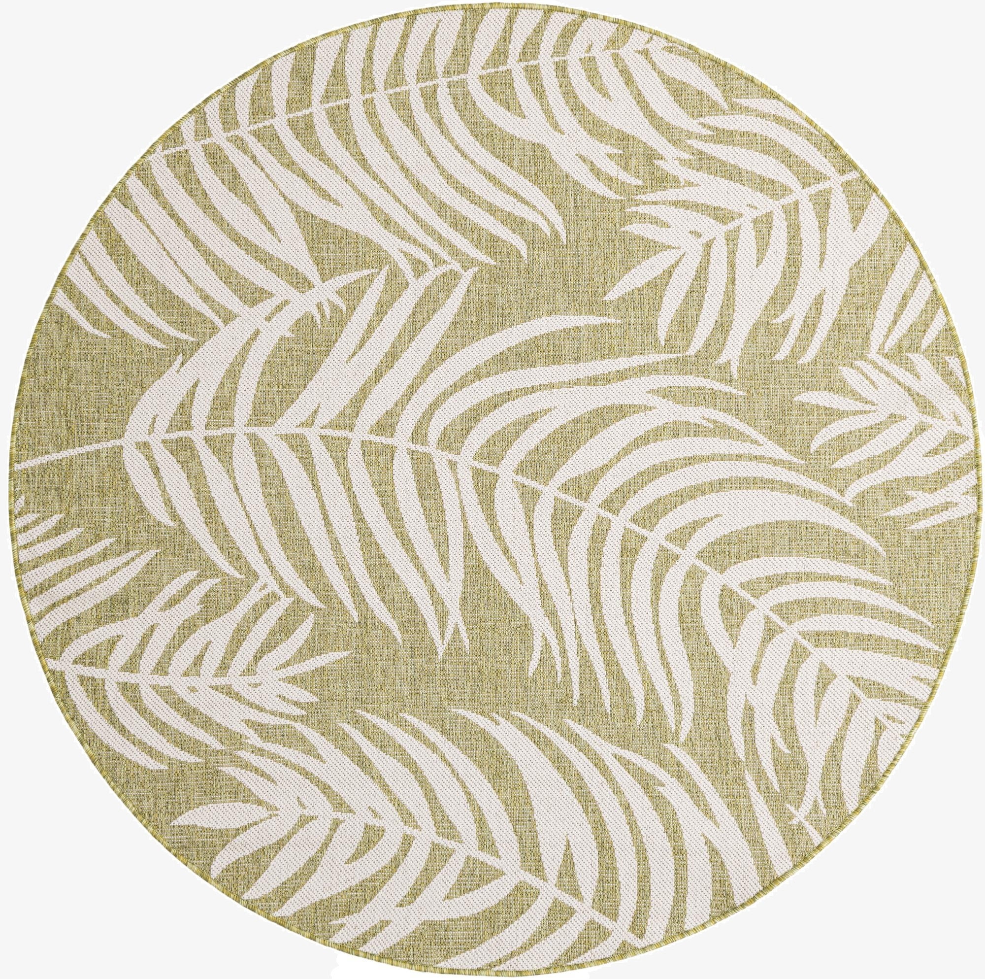 6' x 6'  Washable Botanical Indoor / Outdoor Round Rug
