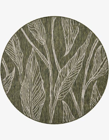 5' 3 x 5' 3 Easy-Clean Botanical Indoor / Outdoor Round Rug