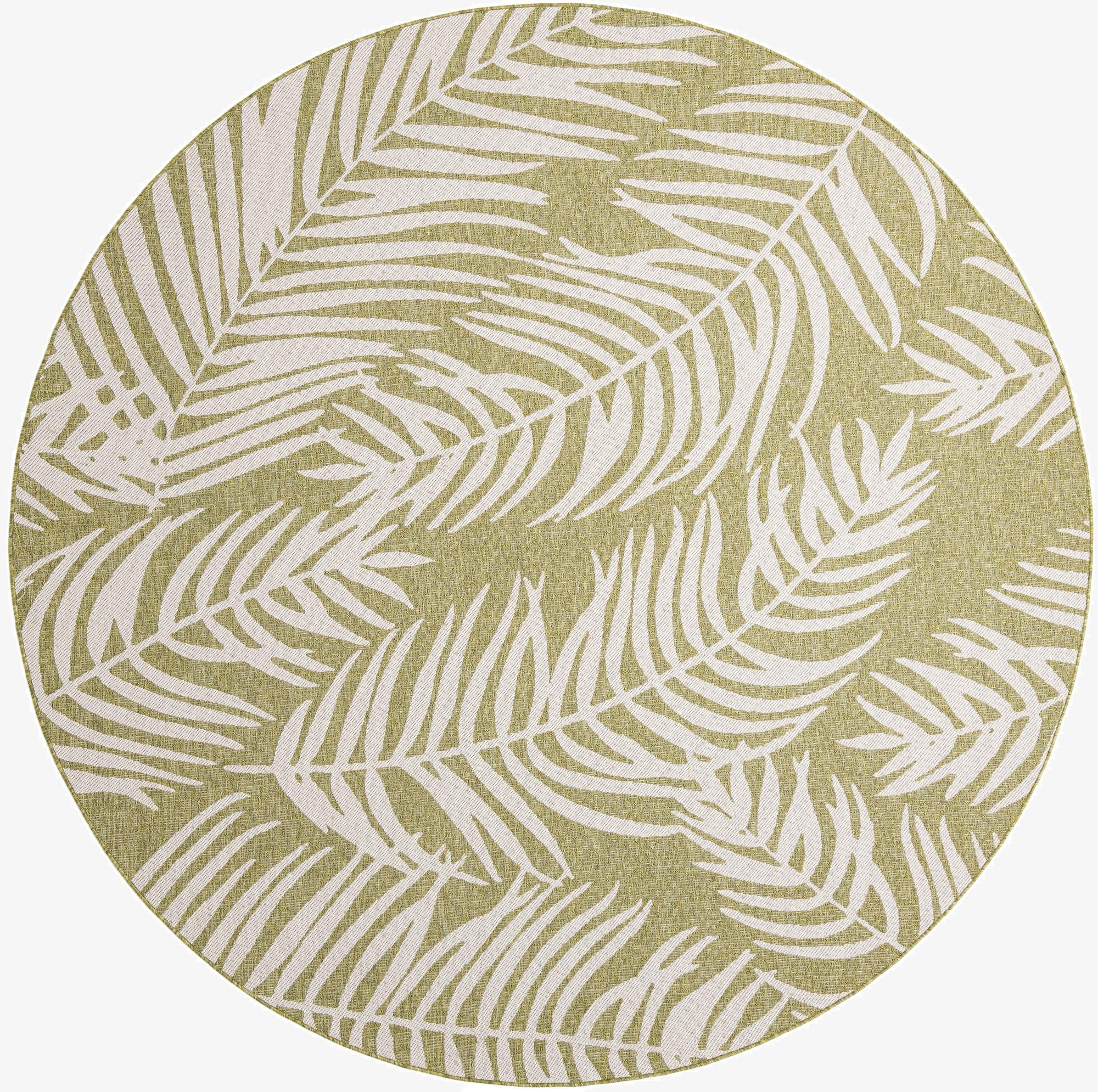 10' x 10'  Washable Botanical Indoor / Outdoor Round Rug