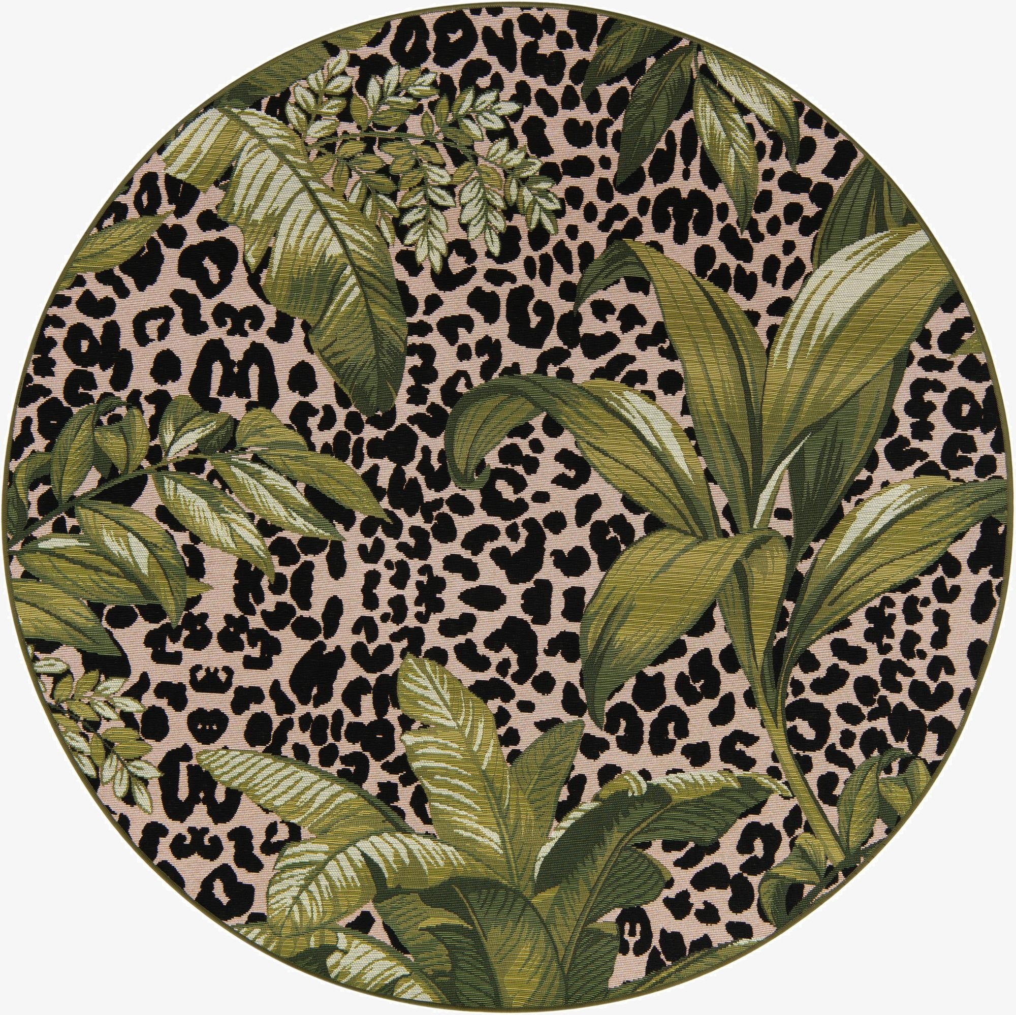 Primary image 6' x 6'  Washable Botanical Indoor / Outdoor Round Rug