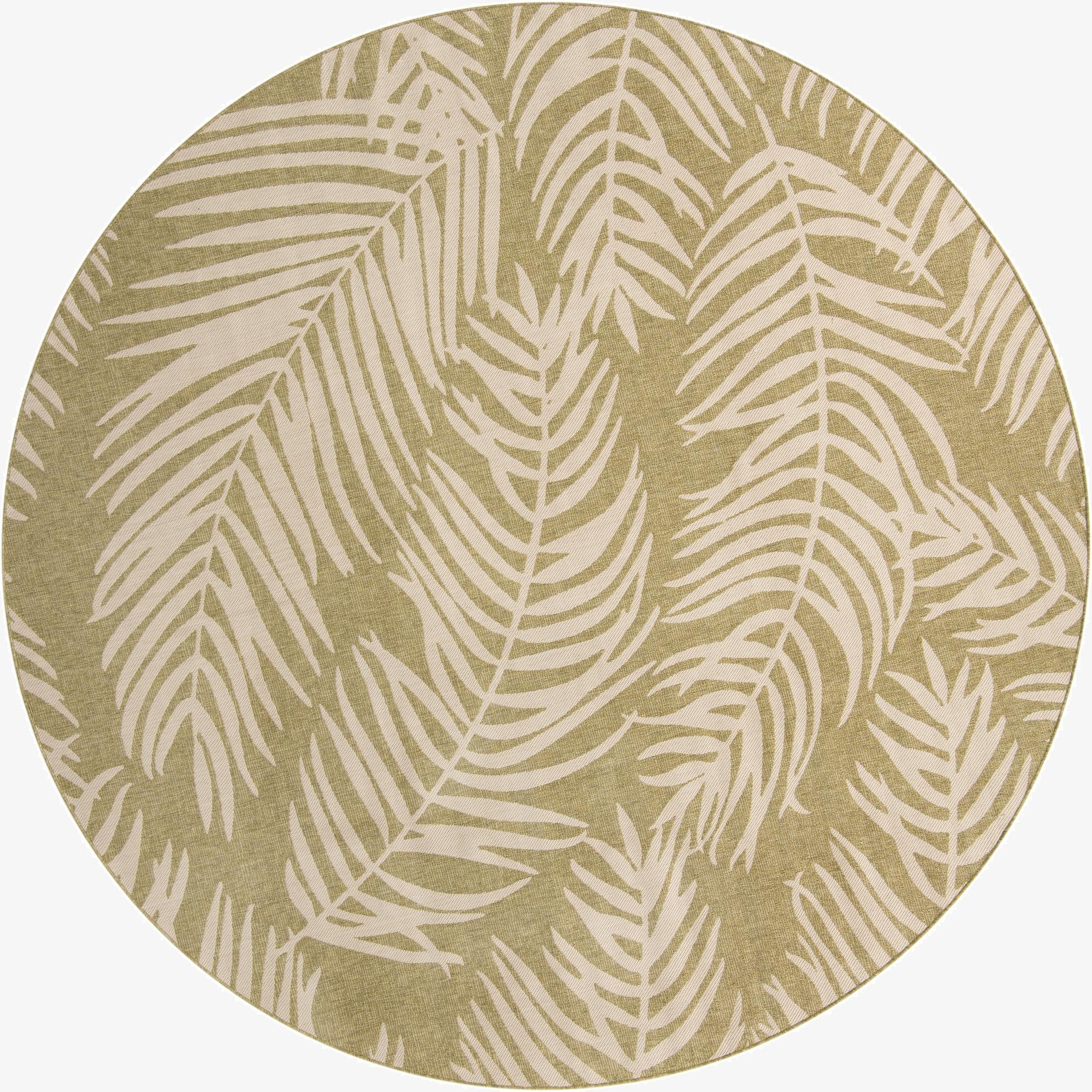 10' 8 x 10' 8  Washable Botanical Indoor / Outdoor Round Rug