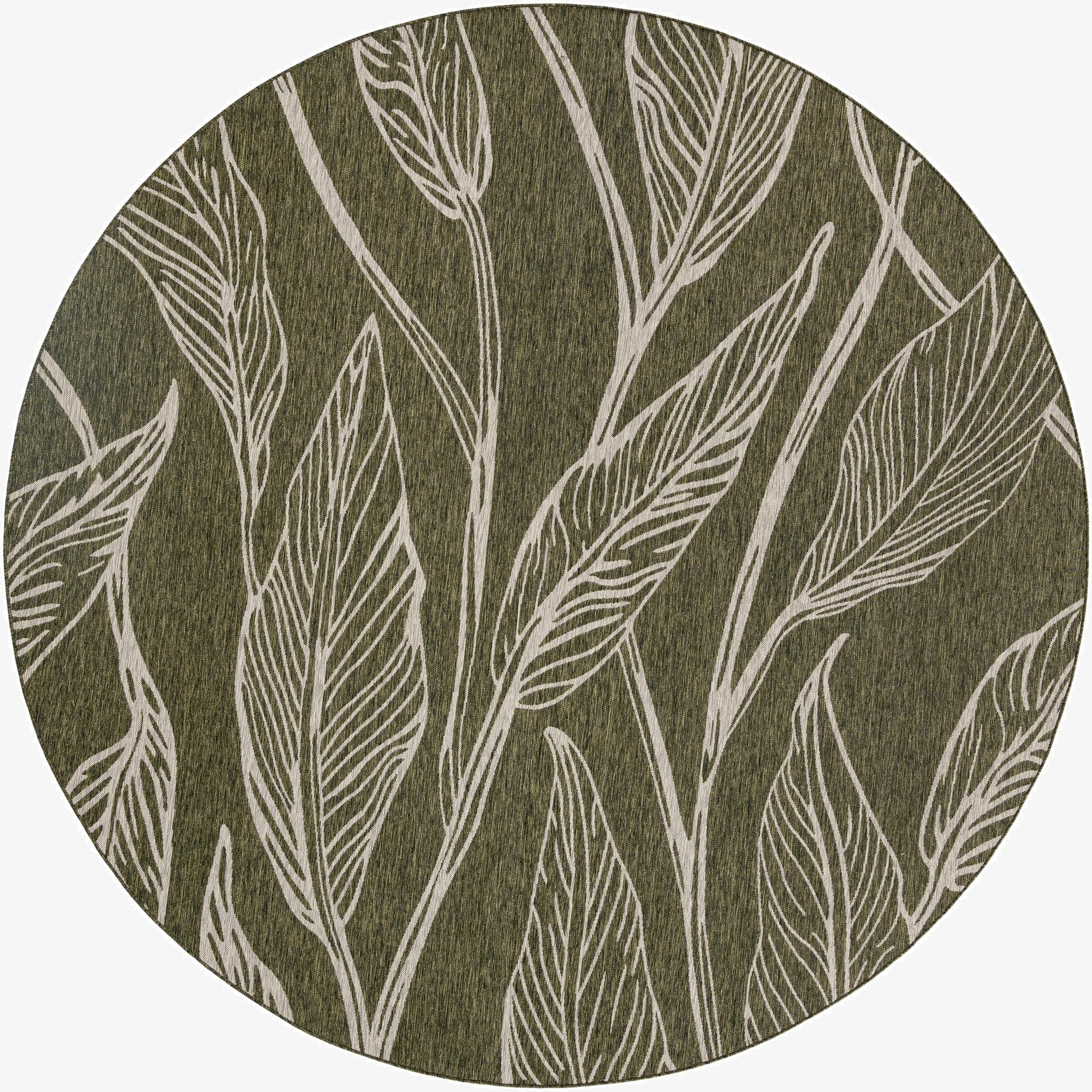 12' x 12'  Washable Botanical Indoor / Outdoor Round Rug