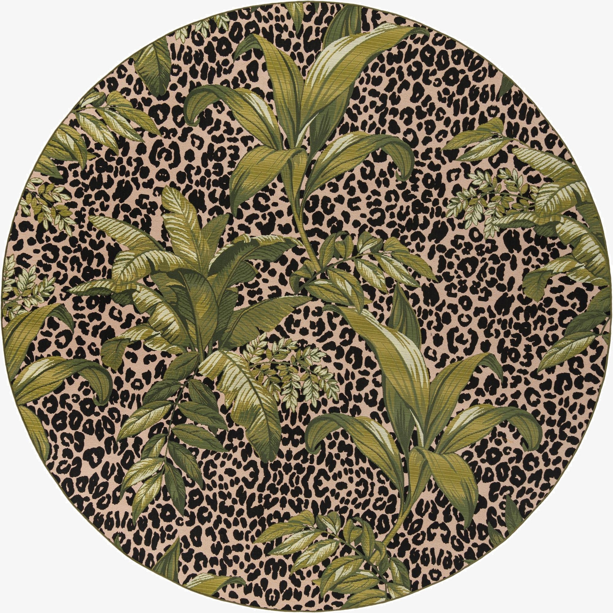 10' x 10'  Washable Botanical Indoor / Outdoor Round Rug