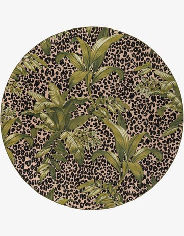 10' x 10' Easy-Clean Botanical Indoor / Outdoor Round Rug