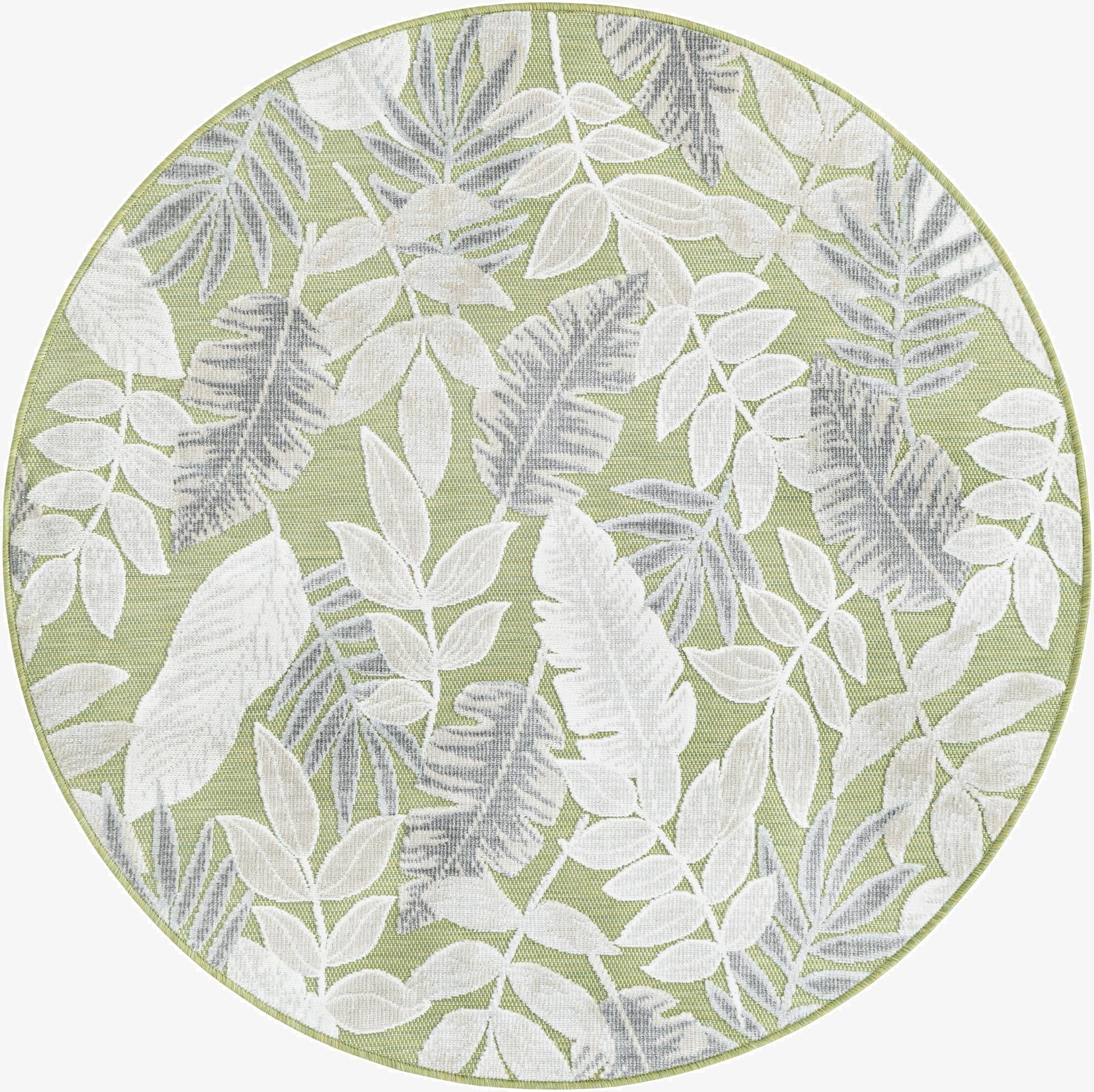 4' 5 x 4' 5  Washable Botanical Indoor / Outdoor Round Rug