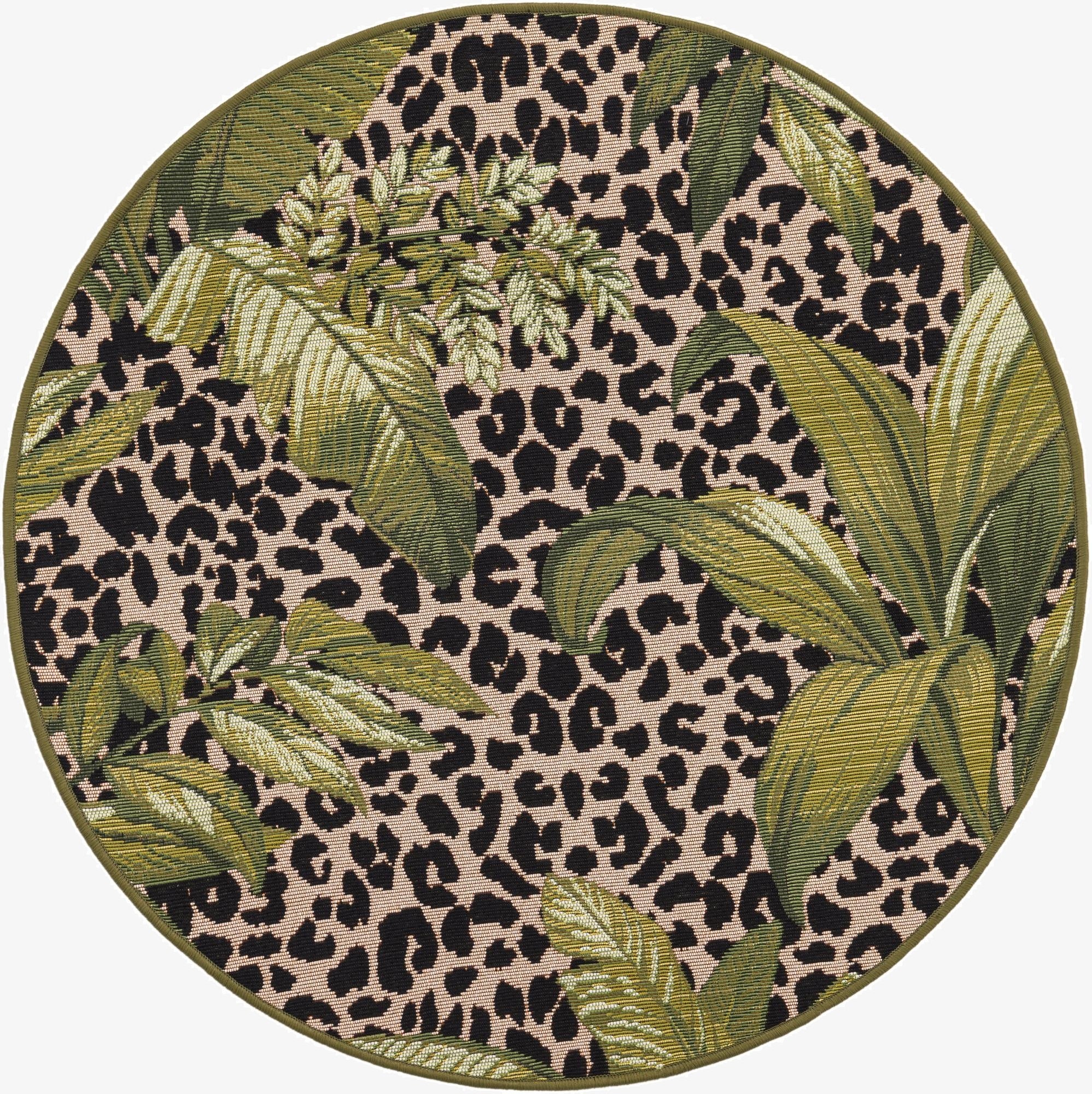 3' x 3'  Washable Botanical Indoor / Outdoor Round Rug