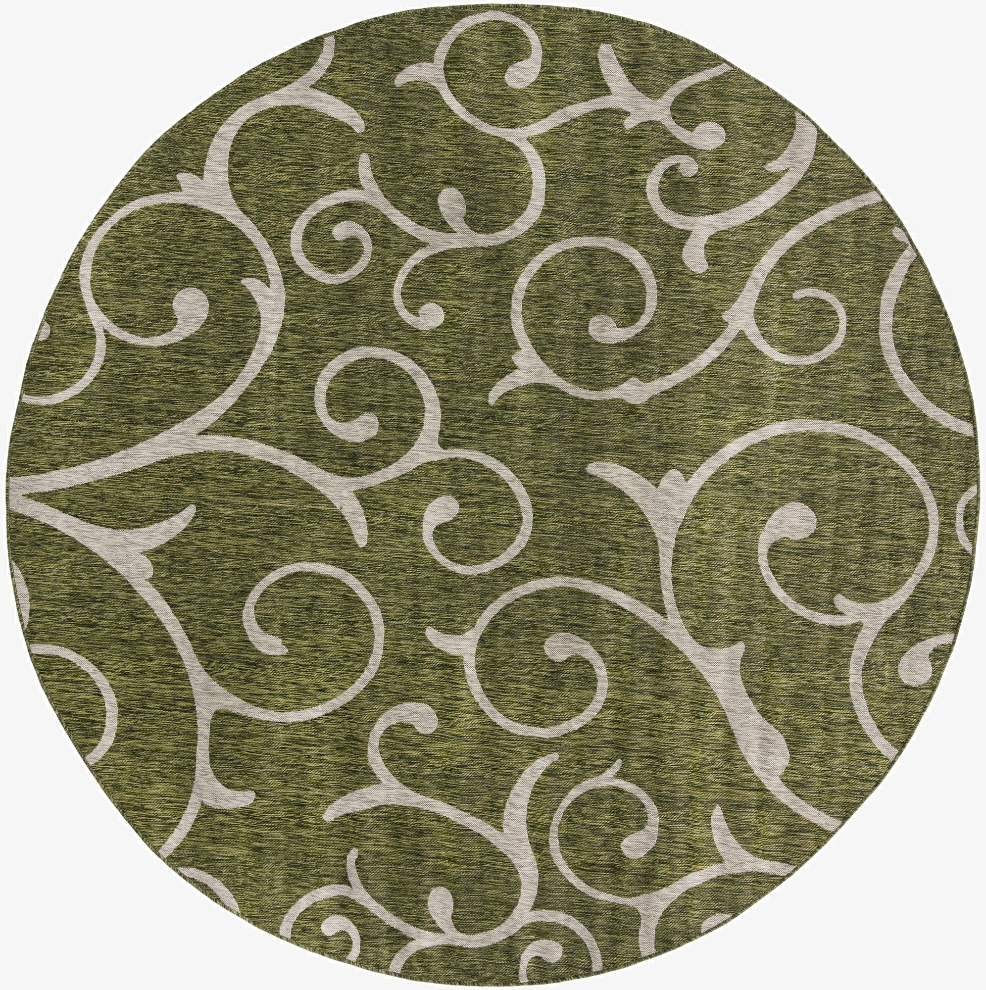 10' 8 x 10' 8  Washable Botanical Indoor / Outdoor Round Rug