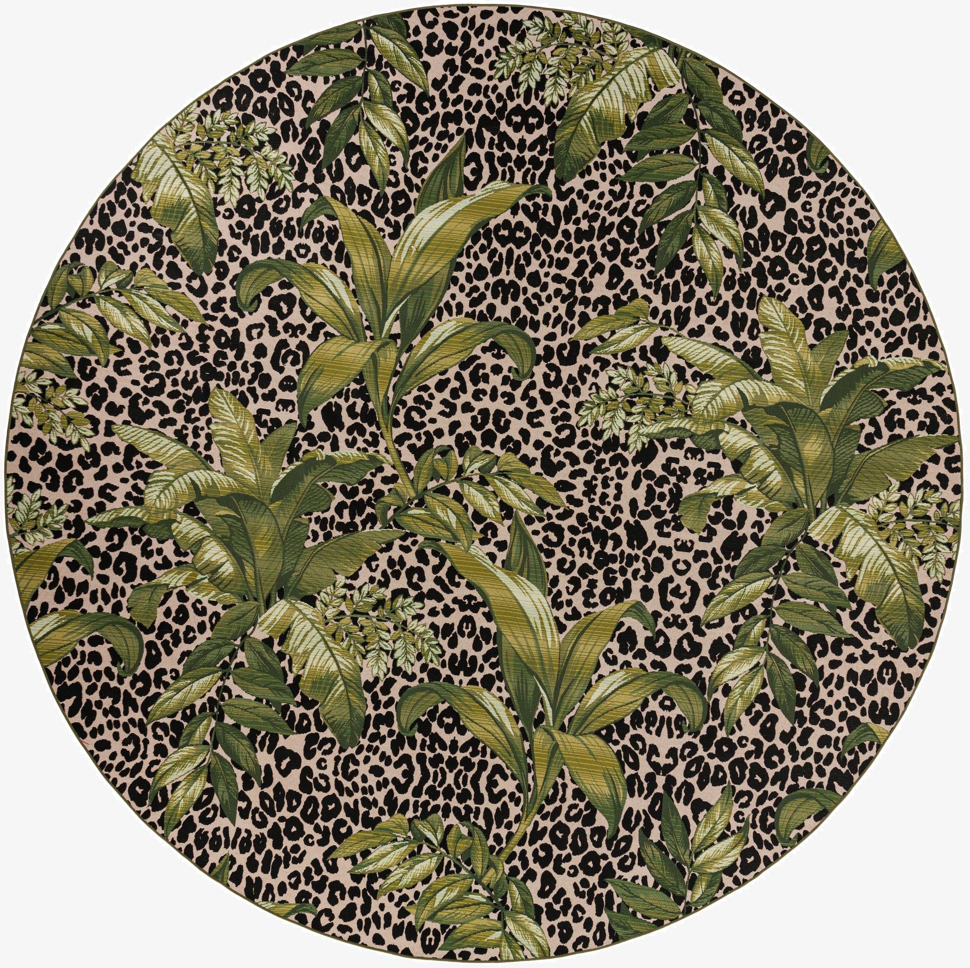 12' x 12'  Washable Botanical Indoor / Outdoor Round Rug