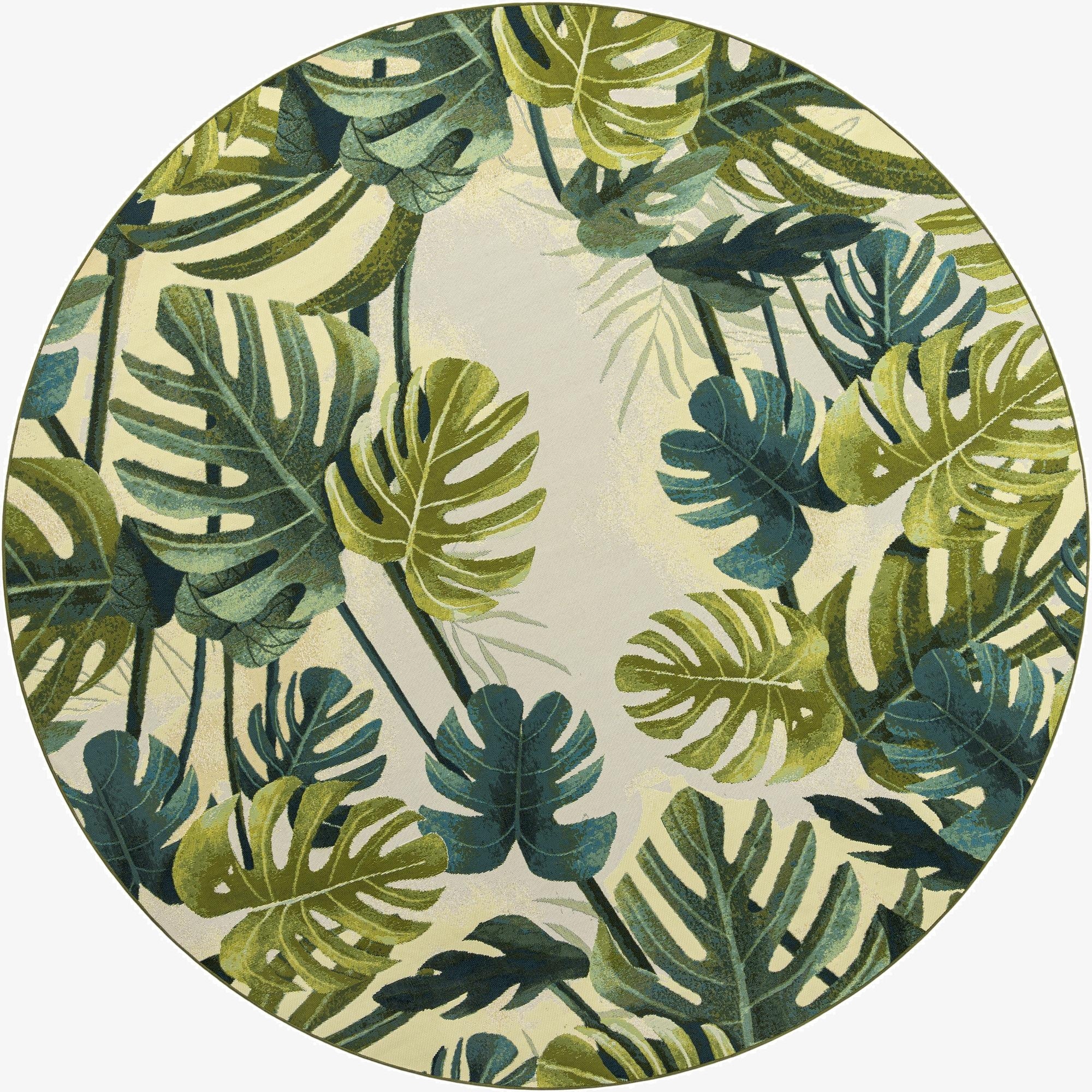 Primary image 10' x 10'  Washable Botanical Indoor / Outdoor Round Rug