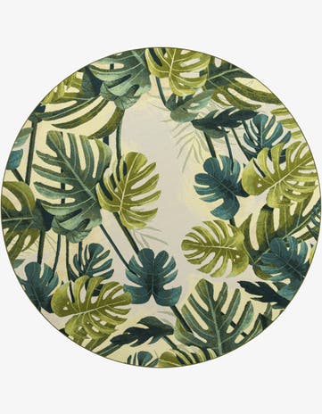 10' x 10' Easy-Clean Botanical Indoor / Outdoor Round Rug