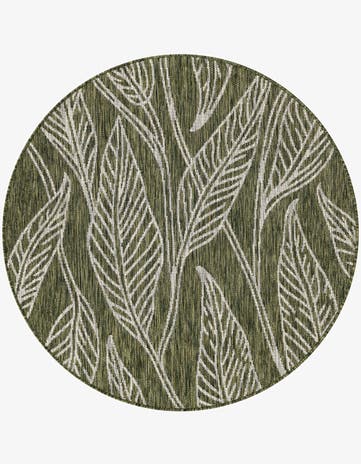4' x 4' Easy-Clean Botanical Indoor / Outdoor Round Rug