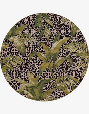 7' 10 x 7' 10 Easy-Clean Botanical Indoor / Outdoor Round Rug