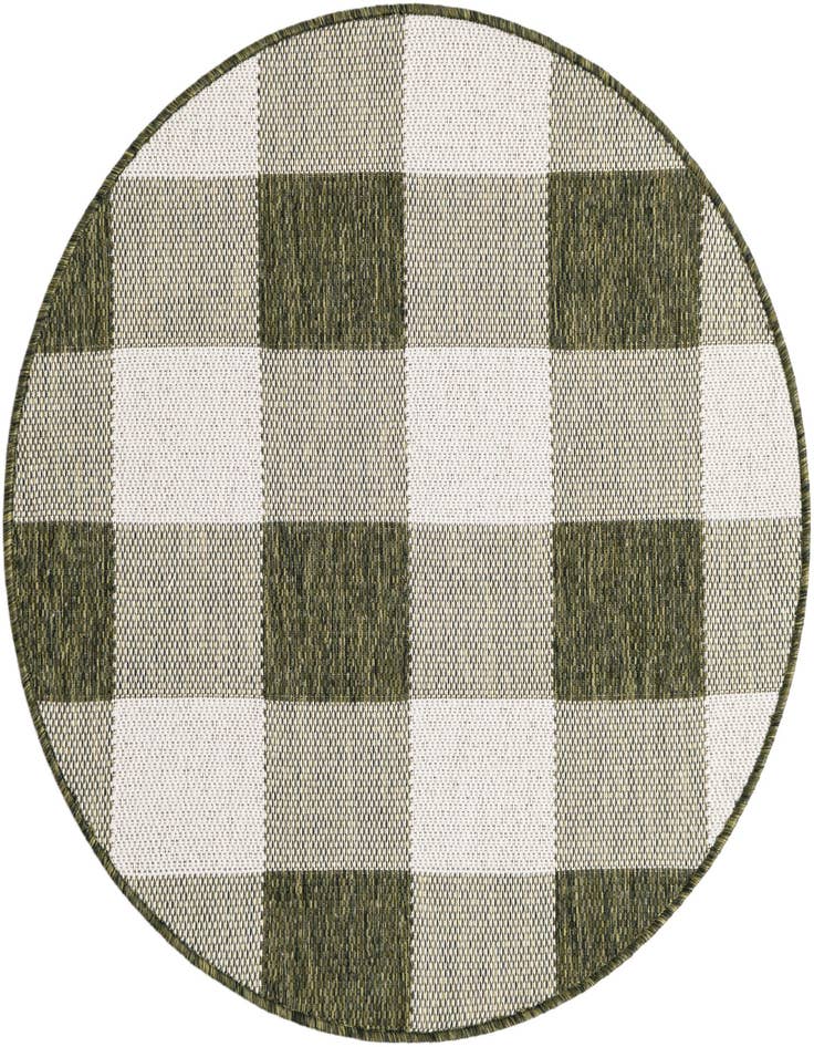 Detail image of 3' x 3' Easy-Clean Checkered Indoor / Outdoor Round Rug
