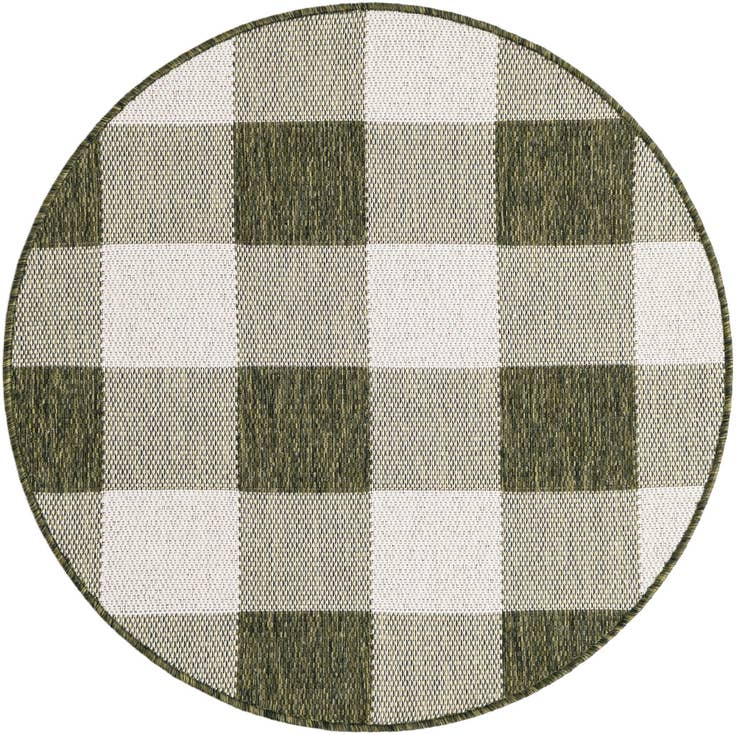 Detail image of 3' x 3' Easy-Clean Checkered Indoor / Outdoor Round Rug