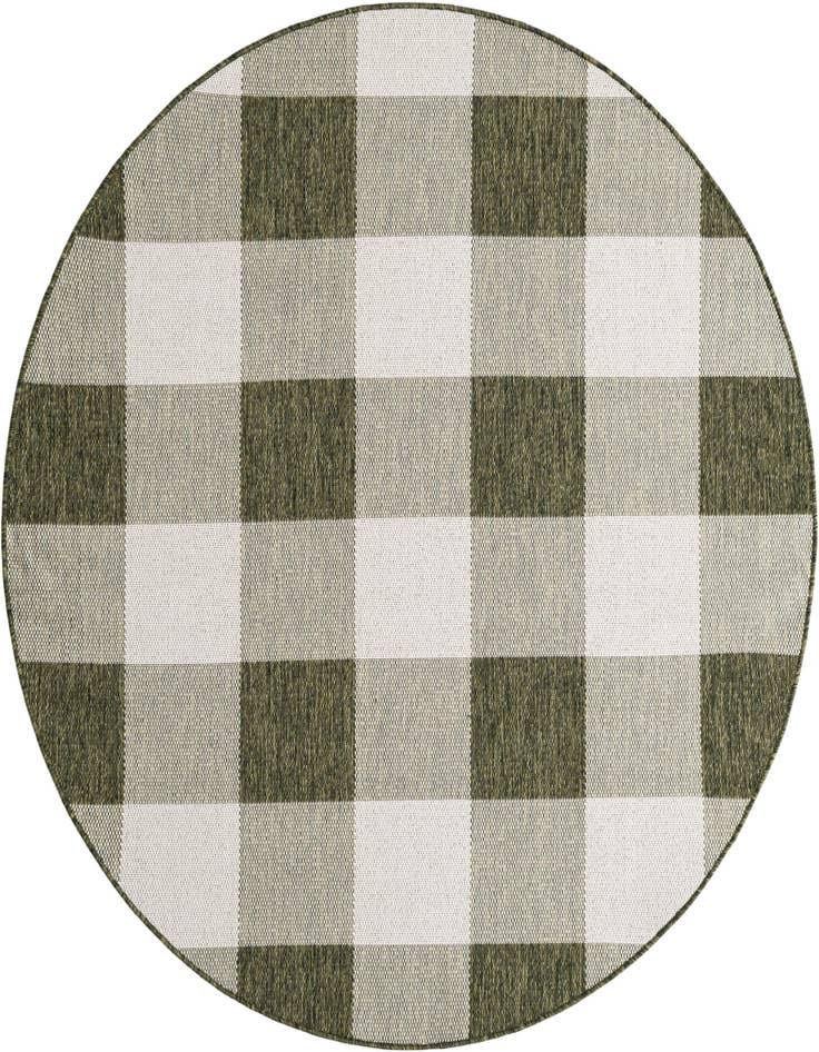 Detail image of 6' x 6' Easy-Clean Checkered Indoor / Outdoor Round Rug