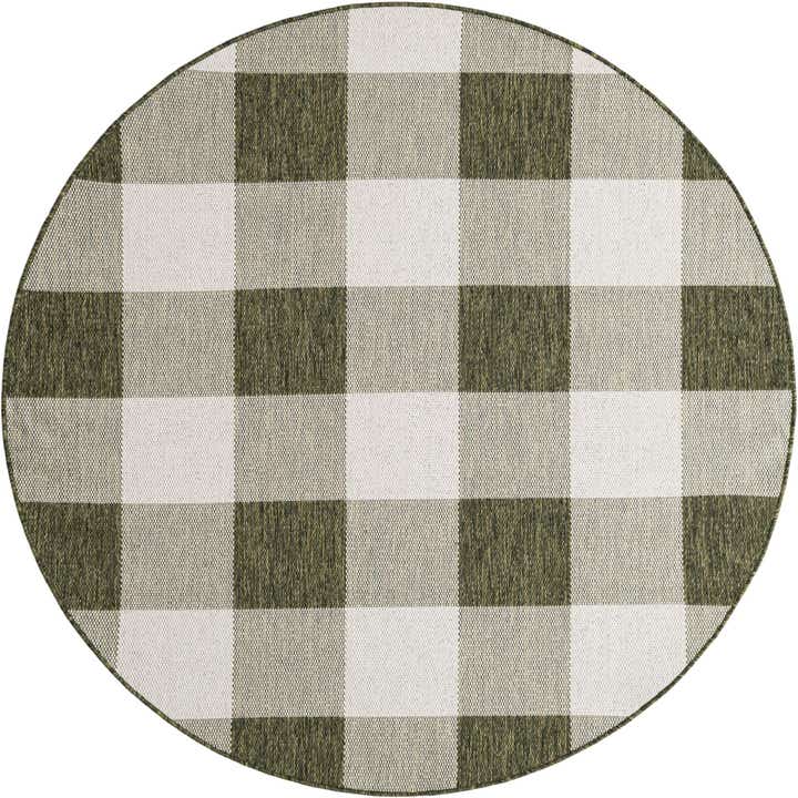 6' x 6' Easy-Clean Checkered Indoor / Outdoor Round Rug