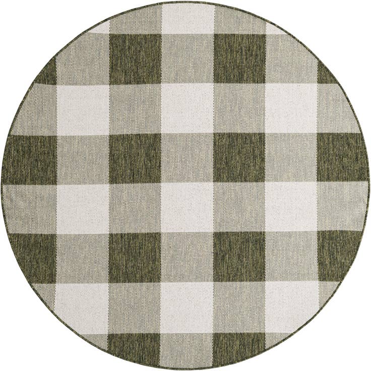 Detail image of 6' x 6' Easy-Clean Checkered Indoor / Outdoor Round Rug