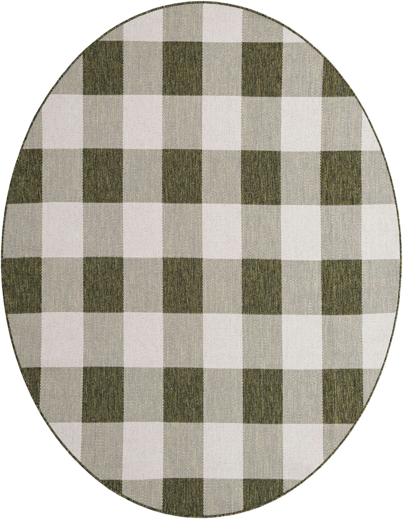 7' 10 x 7' 10 Easy-Clean Checkered Indoor / Outdoor Round Rug