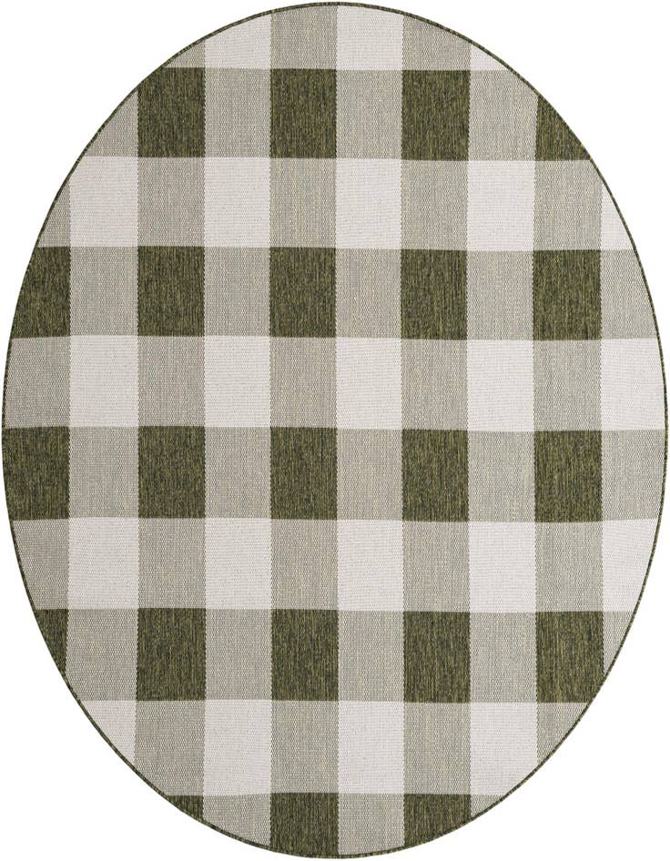 Detail image of 7' 10 x 7' 10 Easy-Clean Checkered Indoor / Outdoor Round Rug