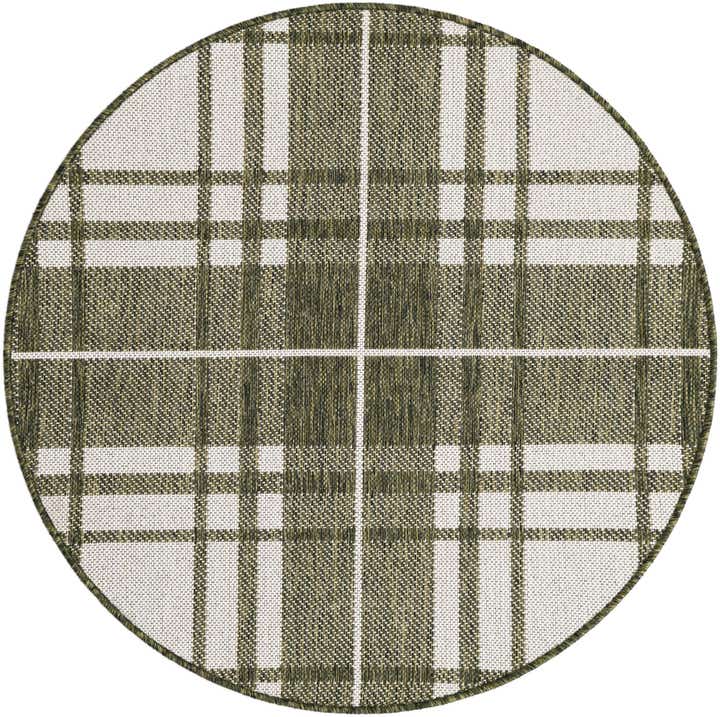 3' x 3' Easy-Clean Checkered Indoor / Outdoor Round Rug