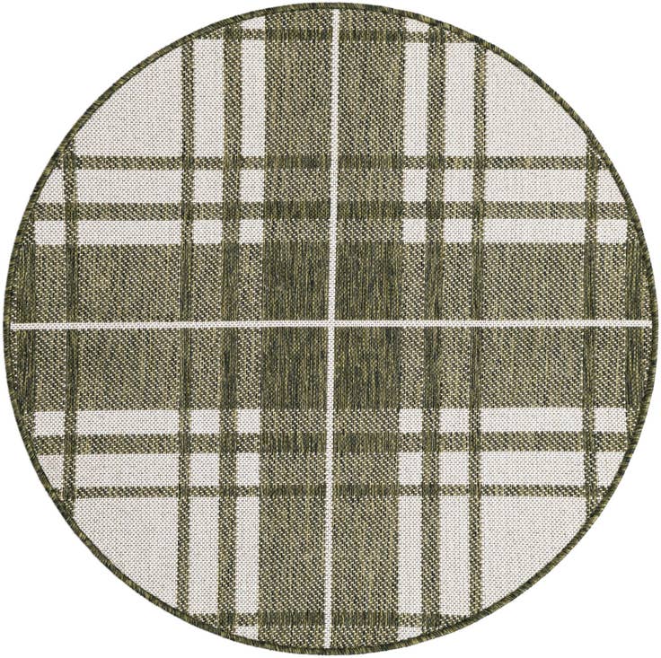 Detail image of 3' x 3' Easy-Clean Checkered Indoor / Outdoor Round Rug