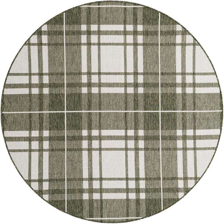6' x 6' Easy-Clean Checkered Indoor / Outdoor Round Rug