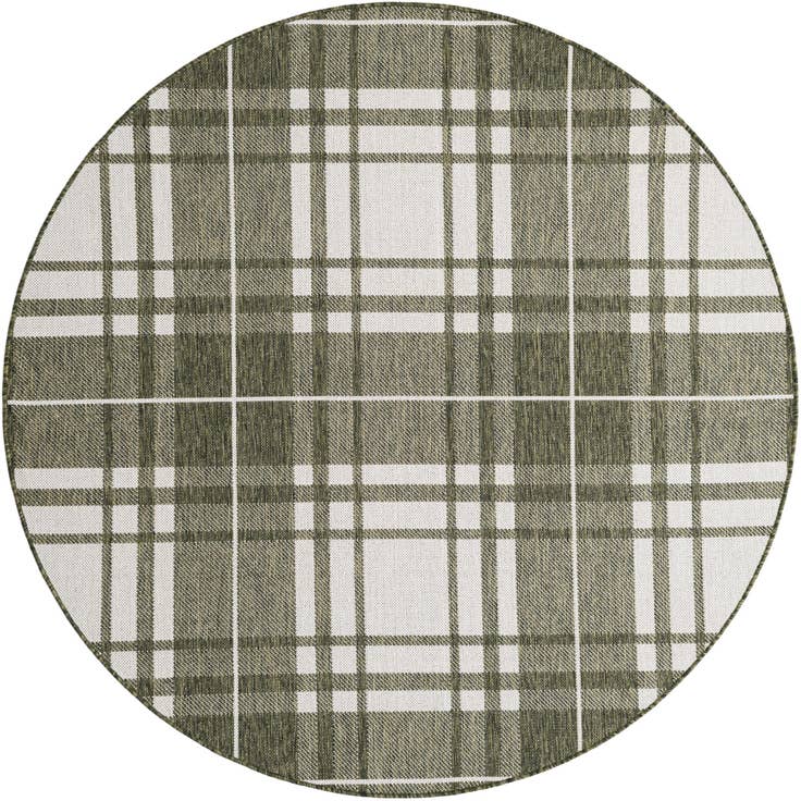 Detail image of 6' x 6' Easy-Clean Checkered Indoor / Outdoor Round Rug