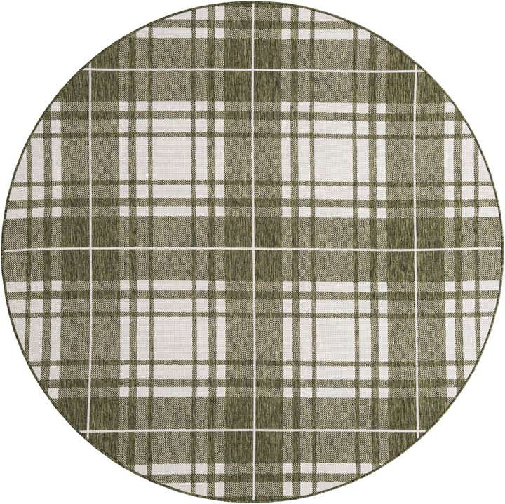 7' 10 x 7' 10 Easy-Clean Checkered Indoor / Outdoor Round Rug