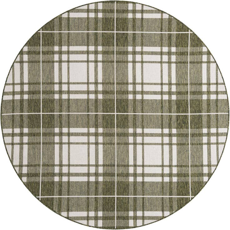 Detail image of 7' 10 x 7' 10 Easy-Clean Checkered Indoor / Outdoor Round Rug