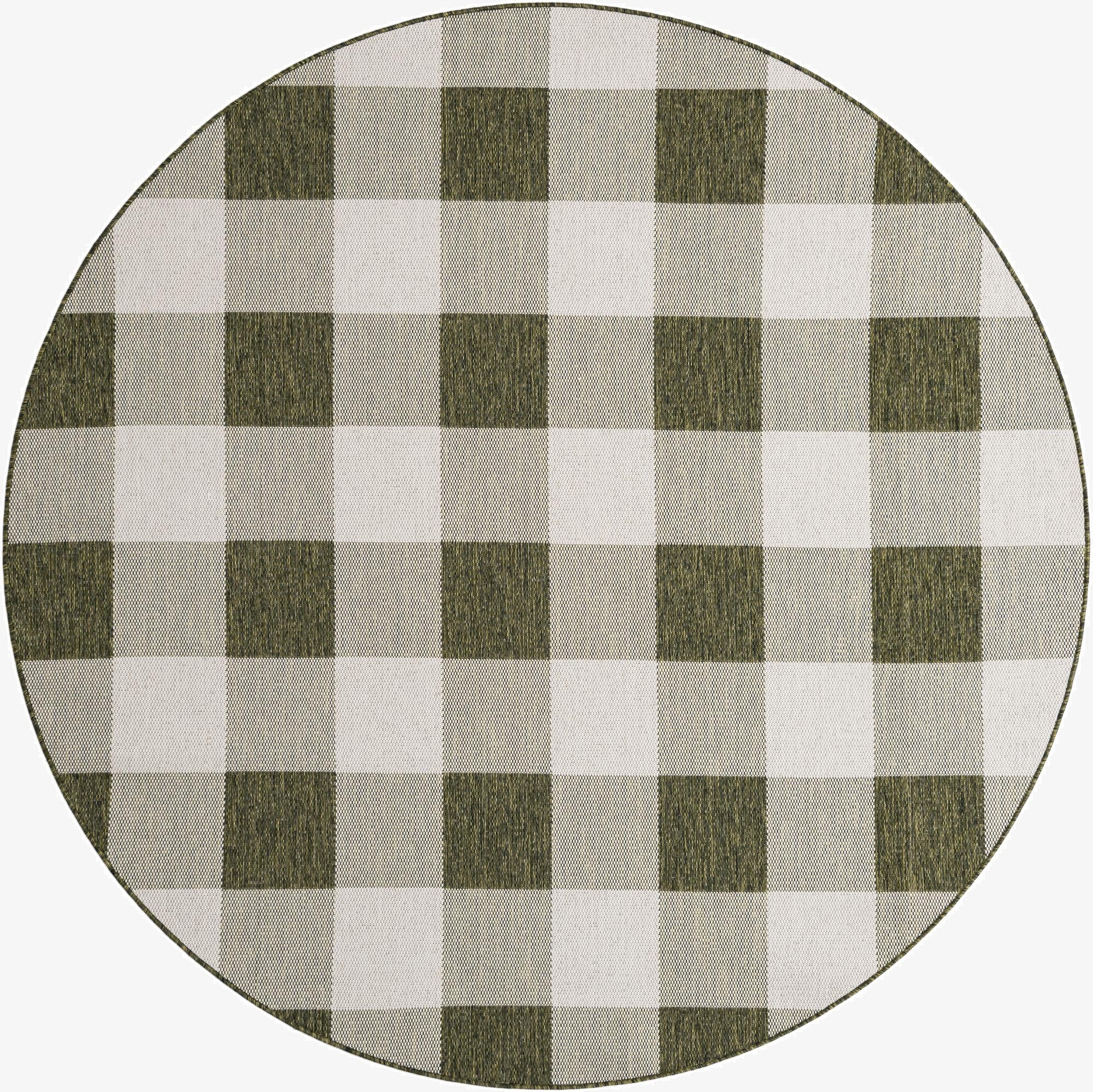7' 10 x 7' 10  Washable Checkered Indoor / Outdoor Round Rug