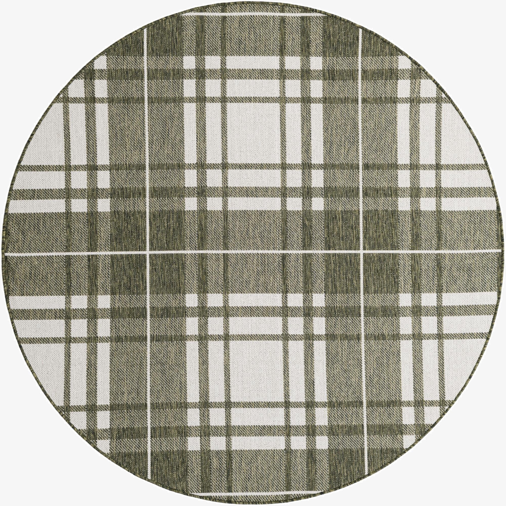 6' x 6'  Washable Checkered Indoor / Outdoor Round Rug