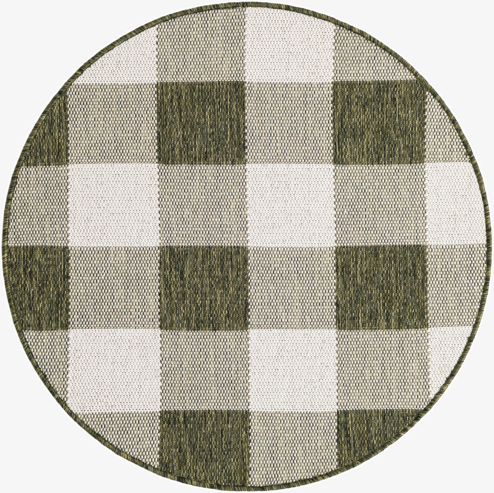 3' x 3'  Washable Checkered Indoor / Outdoor Round Rug