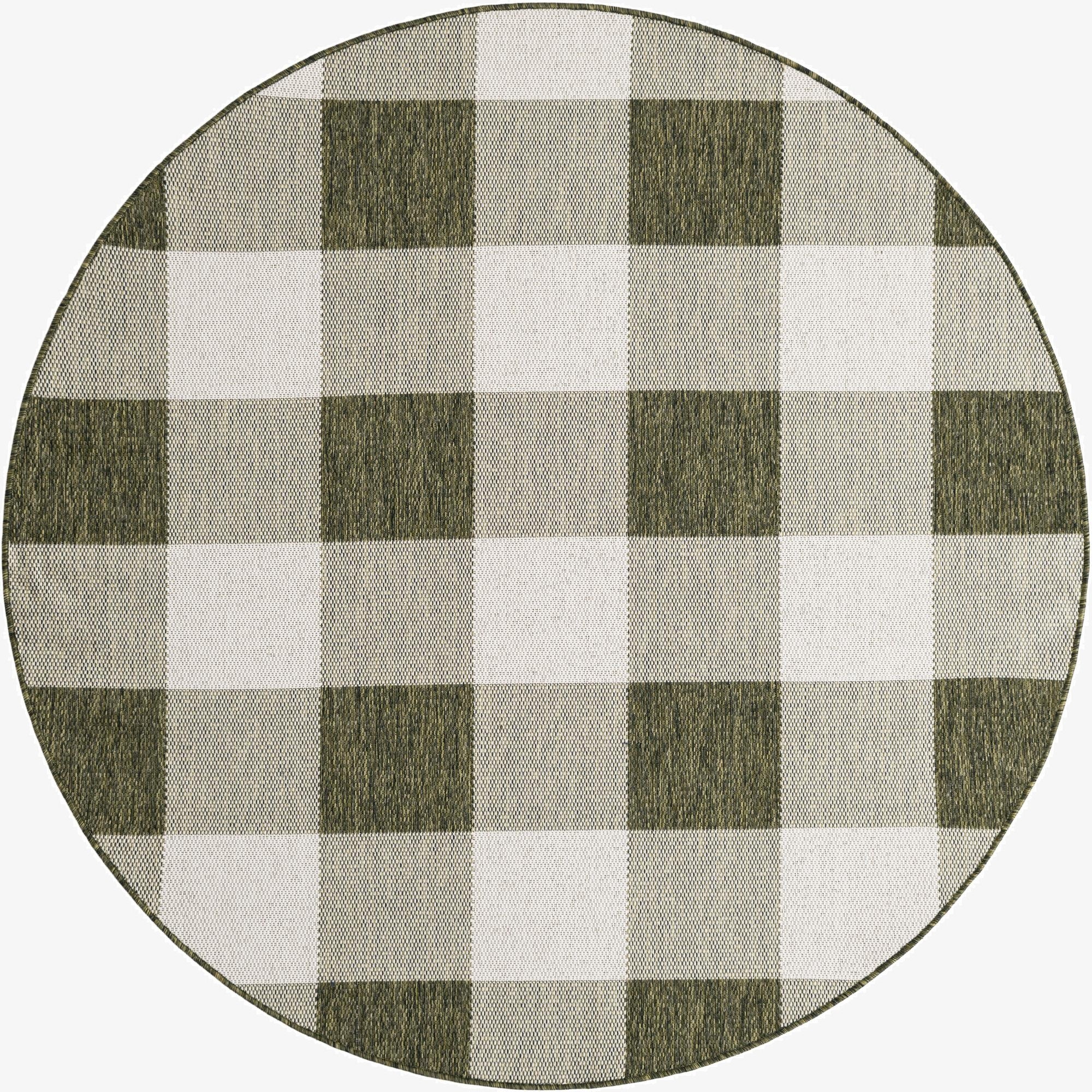 6' x 6'  Washable Checkered Indoor / Outdoor Round Rug