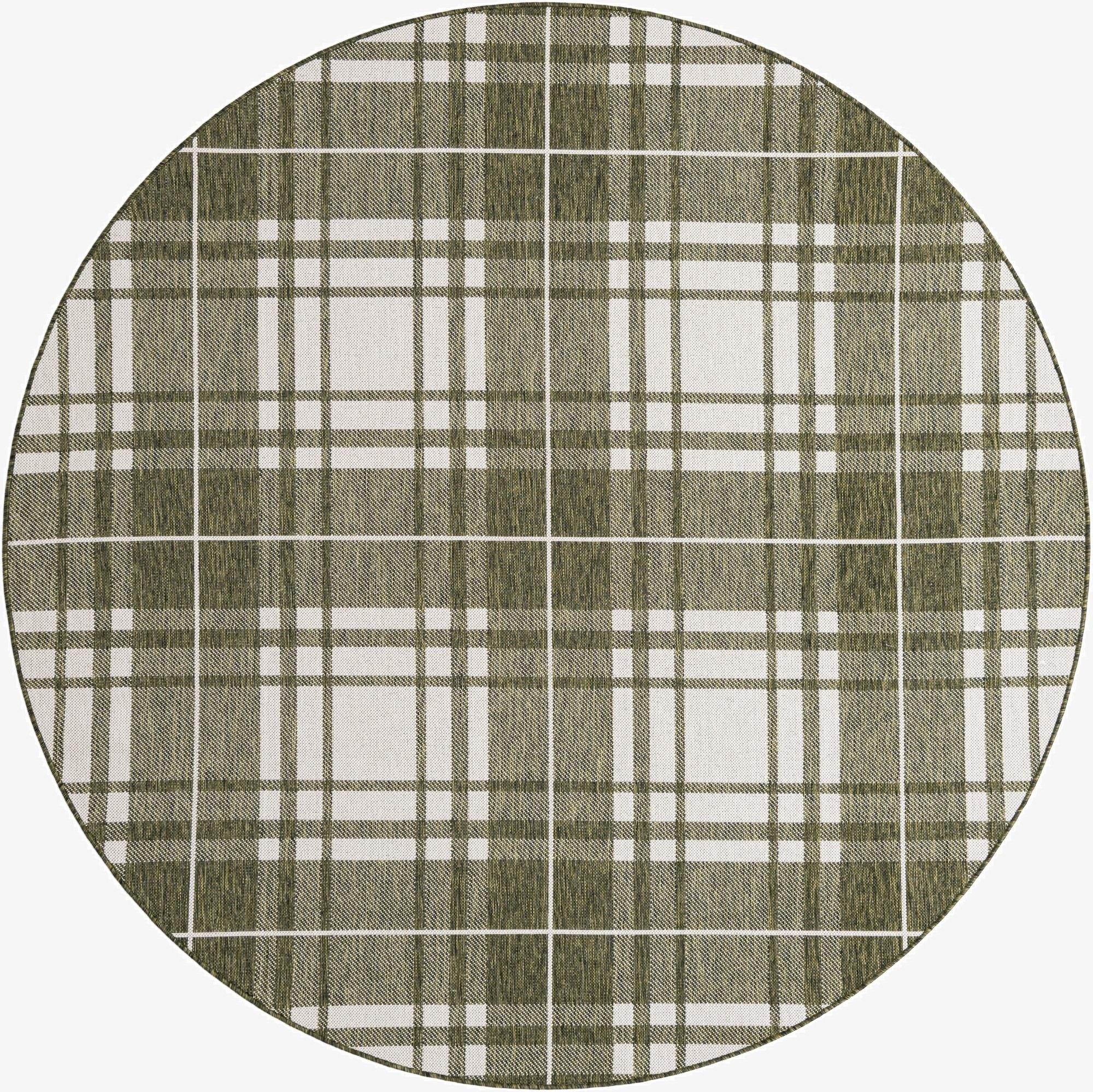 7' 10 x 7' 10  Washable Checkered Indoor / Outdoor Round Rug