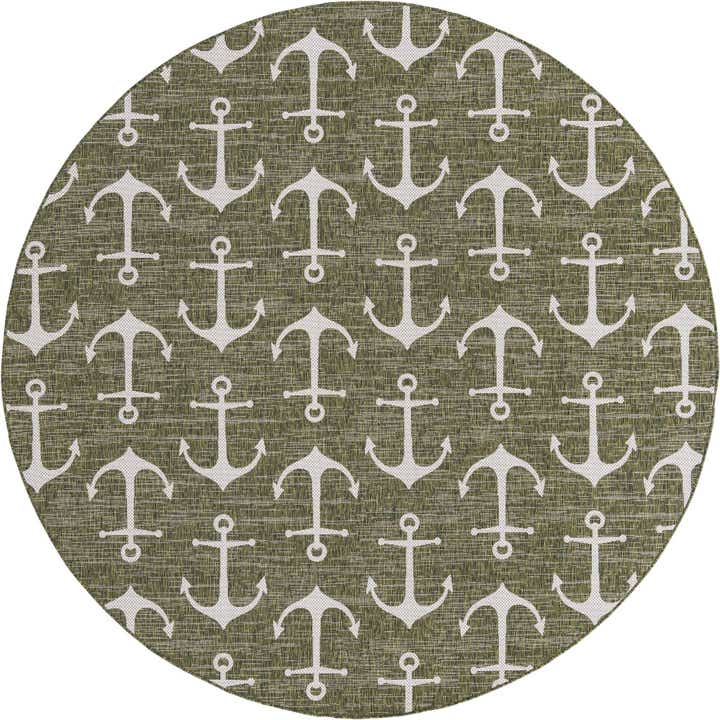 10' x 10' Easy-Clean Coastal Indoor / Outdoor Round Rug