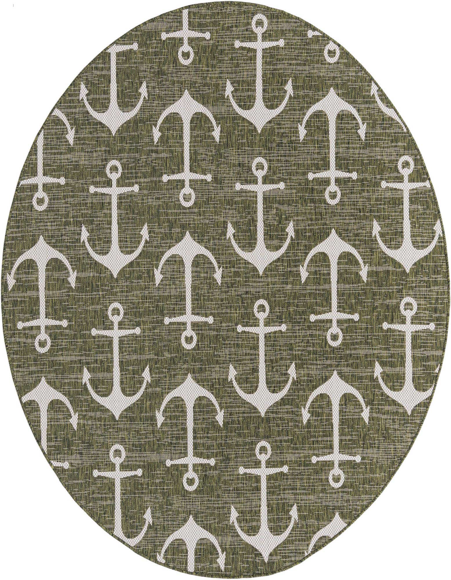 7' 10 x 7' 10 Easy-Clean Coastal Indoor / Outdoor Round Rug