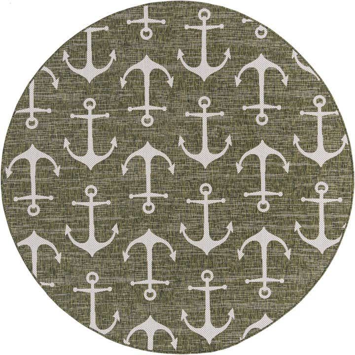 7' 10 x 7' 10 Easy-Clean Coastal Indoor / Outdoor Round Rug