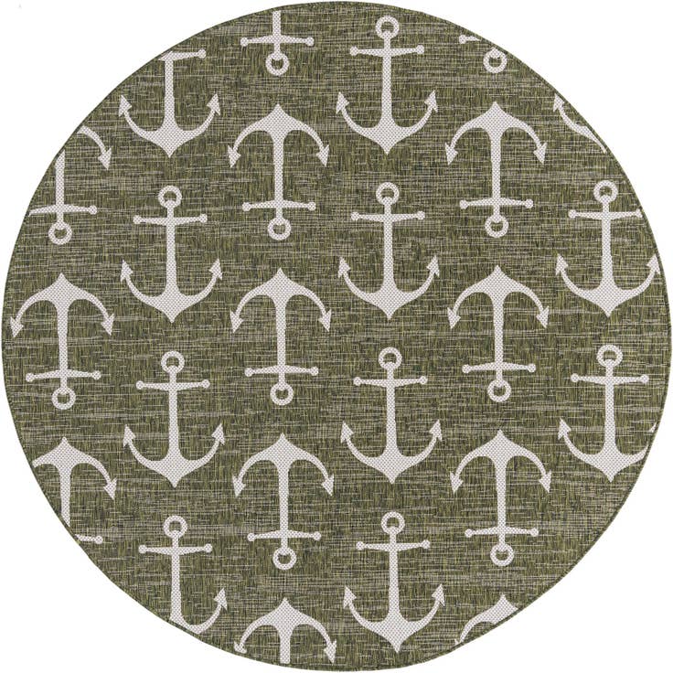 Detail image of 7' 10 x 7' 10 Easy-Clean Coastal Indoor / Outdoor Round Rug